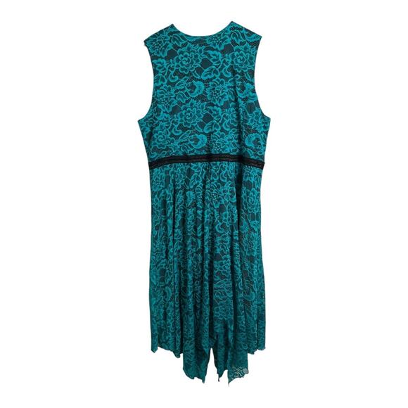 Pyramid Collection Lisa Floral Lace Hi-Low Dress Teal Women's 2X Formal Party - Picture 6 of 7